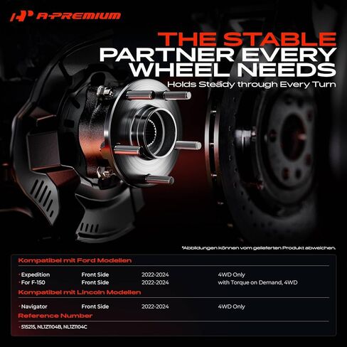 A-Premium Automobile Wheel Hub Assembly Fit for Ford Expedition 2022-2024 Ford F-150 Lincoln Navigator Hub Bearing, Front Left and Right, 4WD, with 2 speed transfer case, A Set of 2 in Saudi Arabia