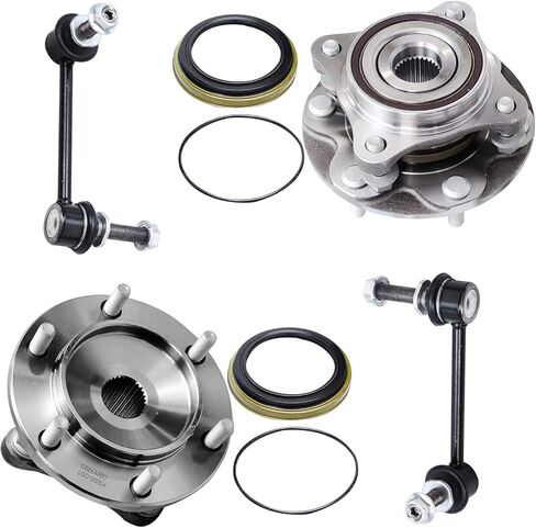 Detroit Axle - 4pc Front Wheel Bearing Hubs Kit for 2003-2021 Toyota 4Runner 2007-2014 FJ Cruiser 2003-2009 Lexus GX470 2 Wheel Bearing Hubs Assembly 2 Stabilizer Sway Bar End Links 2008 Replacement in Saudi Arabia