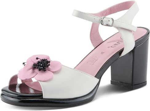 صندل جلدي نسائي من Azura Katriel بنمط زهور وراحة مبطنة in Kuwait