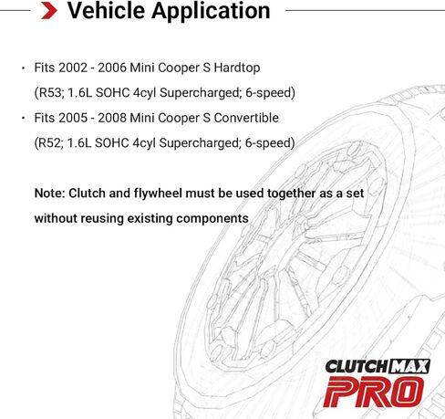 طقم القابض الرياضي CMP Stage 2 مع دولاب الموازنة يناسب Mini 2002-2006 Cooper S Hardtop 2005-2008 Cooper S قابل للتحويل فائق الشحن 6 سرعات R52 R53 in Saudi Arabia