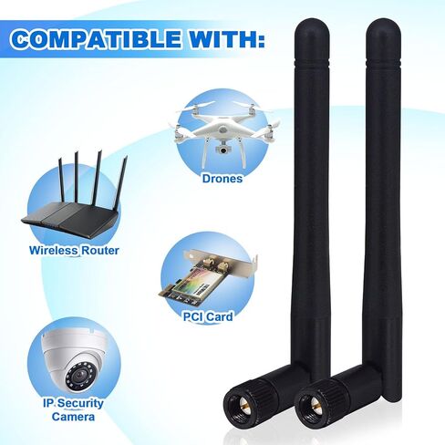 الهوائي المزدوج الفرقة WiFi 2.4 جيجا هرتز 5.8 جيجا هرتز 3DBI MIMO RP-SMA هوائي ذكور 2 عبوة لجهاز WIFI WIRELIS in Kuwait