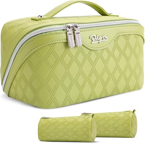 BOYATU Travel Makeup Bag for Women: Large Capacity 3-Piece Quilted Cosmetic & Toiletry Organizer - 2 Detachable Pouches Expand Storage by 50%, Open Flat for Easy Packing, Waterproof PU Leather(Purple) in Saudi Arabia
