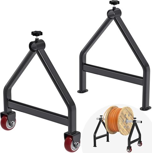 Heavy Duty Portable Reel Buck, Adjustable & Foldable Wire Spool Rack, 1000 lbs Capacity, Steel Fully Welded Cable Caddy for Large Cable Reels in Kuwait