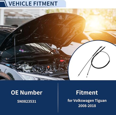 Hood Latch Release Cable for Volkswagen Tiguan 2008-2018 No.5N0823531 Engine Hood Release Cable 2 Pcs in Kuwait