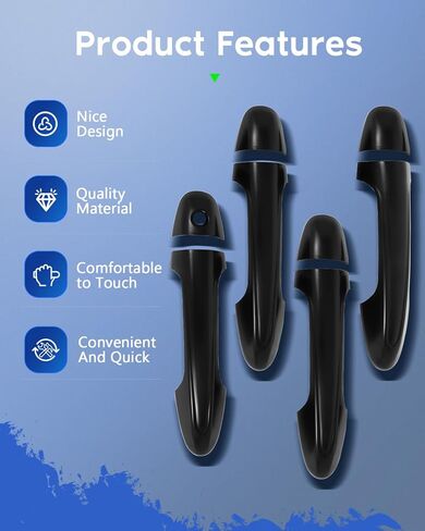 LUJUNTEC 4pcs Black Plated ABS Exterior Side Door Handle Cover Trim Compatible with 2016-2022 for Toyota Tacoma Exterior Driver Side & Passenger Side in Saudi Arabia
