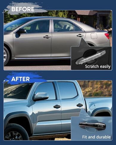 LUJUNTEC 4pcs Black Plated ABS Exterior Side Door Handle Cover Trim Compatible with 2016-2022 for Toyota Tacoma Exterior Driver Side & Passenger Side in Saudi Arabia