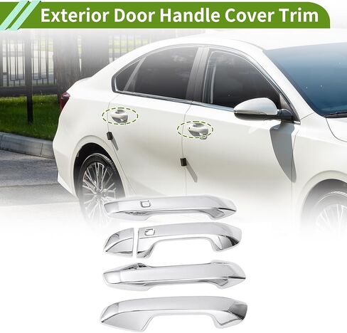 غطاء مقبض الباب الخارجي الكسوة لكيا فورتي 2019-2023 لكيا K3 سيراتو 2019-2024 غطاء مقبض الباب فضي اللون ABS 1 Set in Kuwait