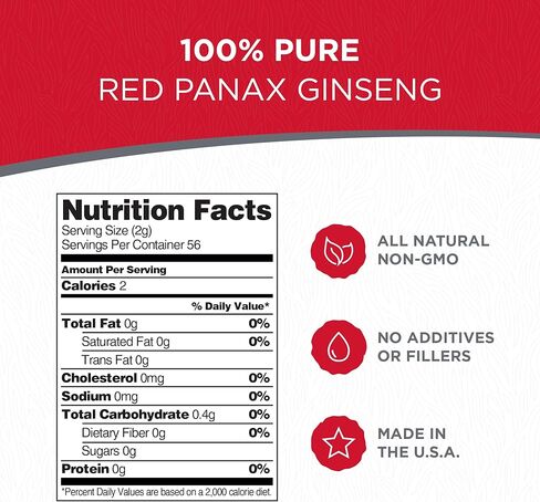 Red Panax Ginseng Root - 4 oz Pack of Korean Panax Ginseng Root - Authentic Panax Ginseng - Non-GMO, Gluten Free Ginseng Root - Ideal for Use in Soup, Tea in Kuwait