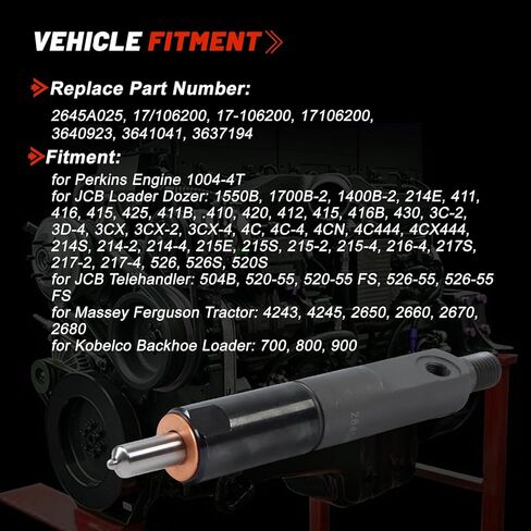 4pcs 2645A025 17106200 171/06200 Fuel Injector for Perkins 1004-4T Engine JCB 3CX 4CX 214E 215E 416 425 420 430 1550B 411B Massey Ferguson 4243 4245 Tractor Loader in Saudi Arabia