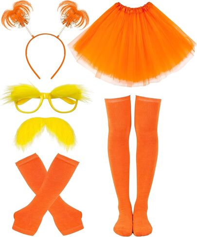 6pcs Orange Tutu Costume for Women Yellowe Tutu Accessories Set for Halloween Reading Week Role-Playing Themed in Kuwait