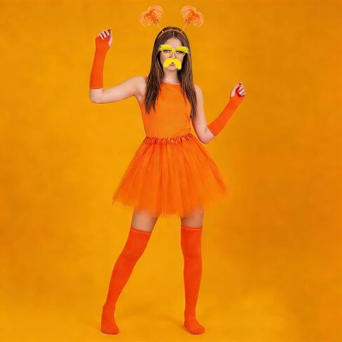 6pcs Orange Tutu Costume for Women Yellowe Tutu Accessories Set for Halloween Reading Week Role-Playing Themed in Kuwait