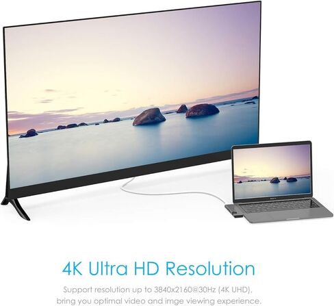 LENTION USB C Hub with Thunderbolt3(PD+Data Transfer+Video Output), 4K HDMI, USB 3.0, Gigabit Ethernet Mac Adapter Compatible 2016-2023 MacBook Pro, Mac Air(CS65, Dark Gray) in Kuwait