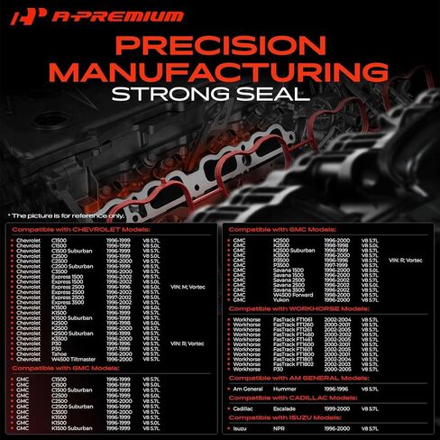 A-Premium Lower Engine Intake Manifold Gasket Set Compatible with Chevrolet Tahoe, C1500 C2500 C3500 Suburban, Express 1500 2500 3500, K1500, K2500 & GMC & Cadillac & Isuzu & Workhorse & AM General in Saudi Arabia