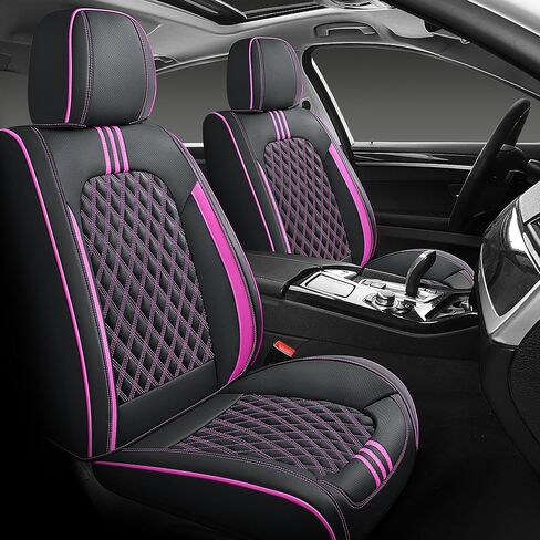 غطاء مقعد السيارة YOEOSO مكون من 5 مقاعد، مجموعة كاملة تناسب معظم السيارات وسيارات الدفع الرباعي والوسائد الهوائية المتوافقة مع واقيات وسادة مقعد السيارة المصنوعة من الجلد الصناعي (رمادي فواكه خضراء) in Kuwait