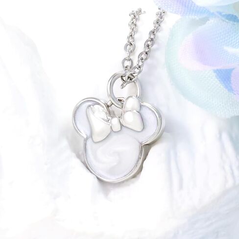 S925 الفضة الاسترليني قلادة الفأر الحلو مع القوس الأبيض قطارة لطيف الفأر الحيوان رائعة قلادة عصرية الذكرى السنوية هدية عيد ميلاد رومانسية لأمها ابنة المرأة in Kuwait