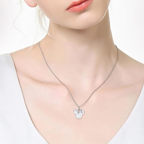 S925 الفضة الاسترليني قلادة الفأر الحلو مع القوس الأبيض قطارة لطيف الفأر الحيوان رائعة قلادة عصرية الذكرى السنوية هدية عيد ميلاد رومانسية لأمها ابنة المرأة in Kuwait