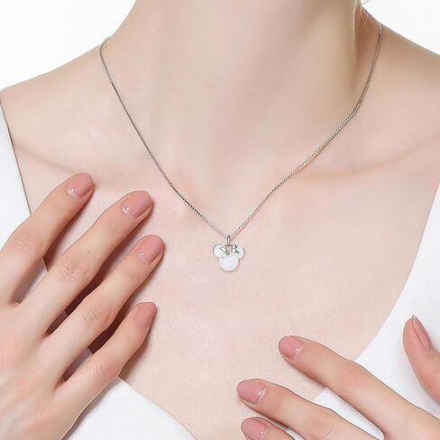 S925 الفضة الاسترليني قلادة الفأر الحلو مع القوس الأبيض قطارة لطيف الفأر الحيوان رائعة قلادة عصرية الذكرى السنوية هدية عيد ميلاد رومانسية لأمها ابنة المرأة in Kuwait