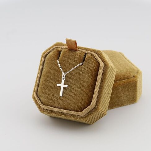 قلائد الصليب الذهبي للنساء | 1 سم 925 قلادة صليب من الفضة الاسترليني على سلسلة متقاطعة | هيبوالرجينيك | لذيذ والحد الأدنى | أحجار الراين (لا يوجد حجر الراين) in Kuwait