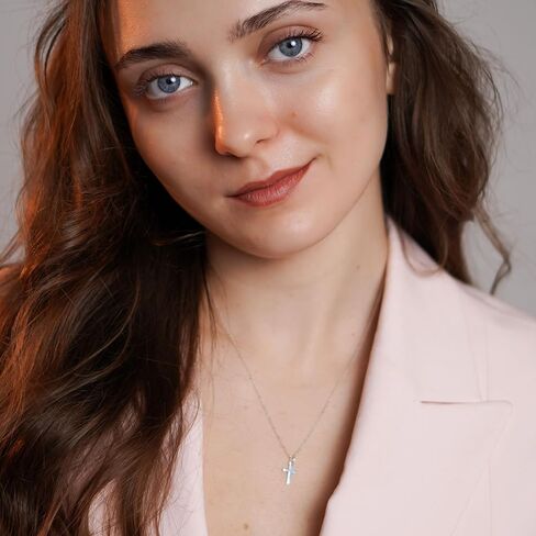 قلائد الصليب الذهبي للنساء | 1 سم 925 قلادة صليب من الفضة الاسترليني على سلسلة متقاطعة | هيبوالرجينيك | لذيذ والحد الأدنى | أحجار الراين (لا يوجد حجر الراين) in Kuwait