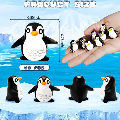 Bbiamsleep 60 Pcs Miniature Penguin Figurine Mini Resin Penguin Figurines Mini Resin Animals for Fairy Garden Micro Landscape Winter Christmas Decor in Kuwait