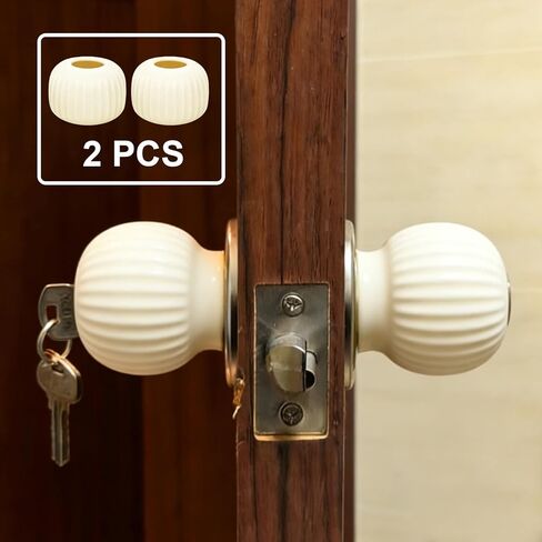 سدادة مقبض الباب تغطي مقبض الباب وواقي الحائط، 2 عبوة من مقابض الباب المطاطية الناعمة غير القابلة للانزلاق (أبيض) in Kuwait