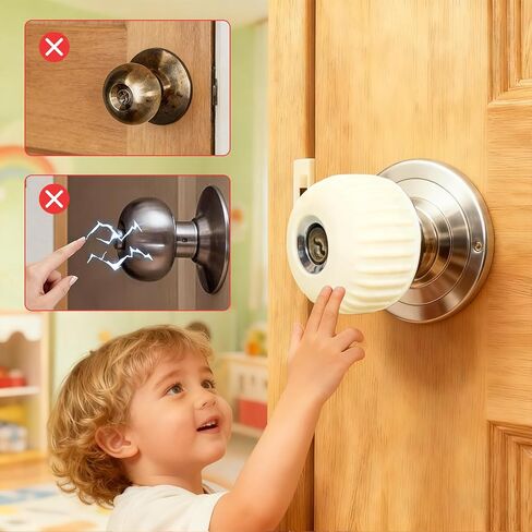 سدادة مقبض الباب تغطي مقبض الباب وواقي الحائط، 2 عبوة من مقابض الباب المطاطية الناعمة غير القابلة للانزلاق (أبيض) in Kuwait