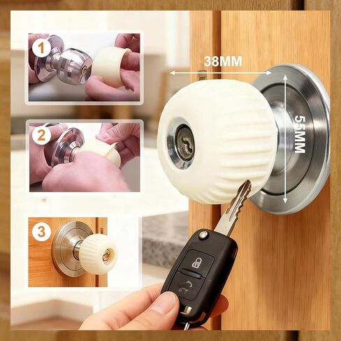 سدادة مقبض الباب تغطي مقبض الباب وواقي الحائط، 2 عبوة من مقابض الباب المطاطية الناعمة غير القابلة للانزلاق (أبيض) in Kuwait