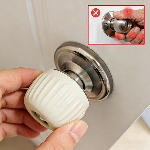 سدادة مقبض الباب تغطي مقبض الباب وواقي الحائط، 2 عبوة من مقابض الباب المطاطية الناعمة غير القابلة للانزلاق (أبيض) in Kuwait