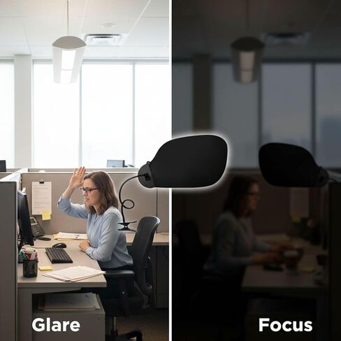 مظلة مكتبية مع مشبك وكوب شفط، 22.8 × 14.2 بوصة ظل لتقليل وهج الخصوصية، مظلة مكتب قابلة للتعديل لحجب الضوء، واقي شمسي محمول للسيارة للقيلولة، أسود غير لامع in Kuwait