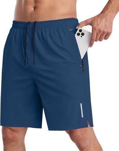 PEGENO Mens Athletic Shorts 7 Inch Elastic Waist Lightweight Quick Dry Running Shorts for Workout Running Hiking in Kuwait