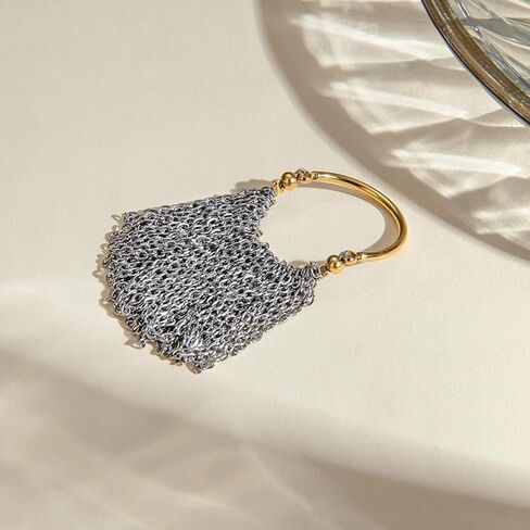 Adjustable Size Rings Delicate Gold and Silver Color Chain Fringe Rings Stainless Steel Jewelry for Fashionable Women in Kuwait