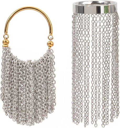 Adjustable Size Rings Delicate Gold and Silver Color Chain Fringe Rings Stainless Steel Jewelry for Fashionable Women in Kuwait