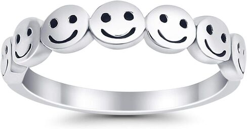 شركة بلو أبل. حلقة دائرية بوجه مبتسم من الفضة الإسترليني عيار 925 in Kuwait