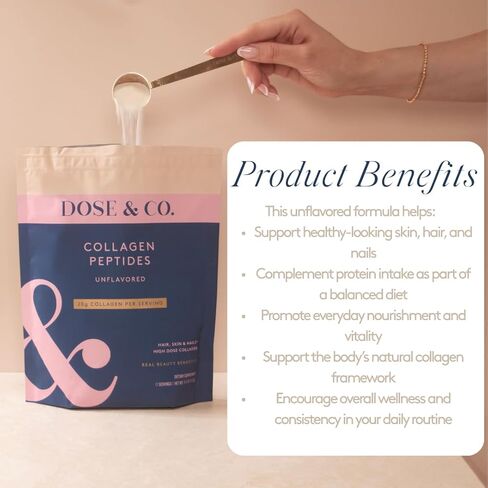 DOSE & CO. Pure Collagen Peptides for Hair, Skin & Nails, Unflavored - 10oz Powder Supplement in Kuwait