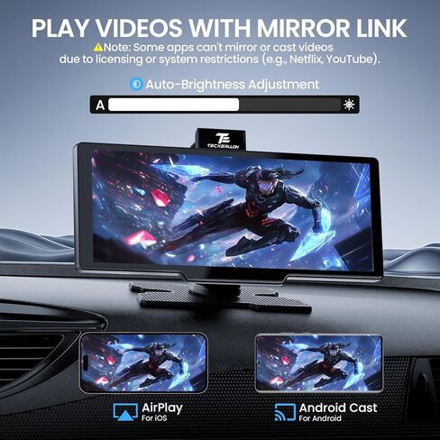 10.26" Wireless Carplay Screen for Car with 4K Dash Cam & 1080P Backup Camera, Portable Car Audio Receivers with Carplay & Android Auto, GPS Navigation, Airplay, Mirror Link in Kuwait