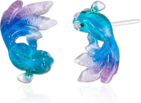 أقراط بلاستيكية، أقراط بلاستيكية على شكل سمكة ذهبية - زوجان من المسامير المضادة للحساسية من KMEOSCH للأذنين الحساسة in Kuwait