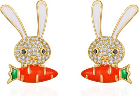 Easter Earrings for Women,Cute Bunny Egg Stud Earrings Hypoallergenic zirconia Rabbit Dangle Earring Easter Costume Holiday Jewelry (Style-H) in Kuwait
