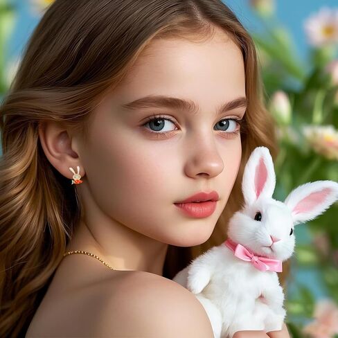 Easter Earrings for Women,Cute Bunny Egg Stud Earrings Hypoallergenic zirconia Rabbit Dangle Earring Easter Costume Holiday Jewelry (Style-H) in Kuwait