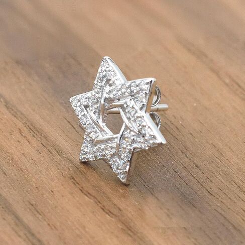 12mm Sparkly Classic Star of David Jewish Judaism Hanukkah Religious Jewelry Cubic Zirconia CZ Crystal Stud Earrings, 925 Sterling Silver in Kuwait