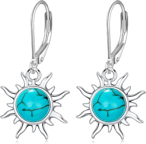 Genuine Sun Turquoise Earrings for Women, Sterling Silver Native American Nature Gemstone Earings Western Jewelry Birthdays Gift in Saudi Arabia