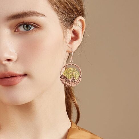 Handmade Vintage Copper Geometry Hollow Disc Round Circle Dangle Drop Earrings Retro Alloy Asymmetrical Sun Moon Mountain Hook Earrings For Women Outdoor Athletes in Kuwait