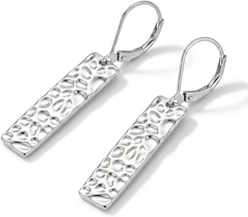 Silver Bar Dangle Earrings for Women, Lightweight Hypoallergenic Leverback Drop Earrings, Fashion Geometric Jewelry Gift for Her in Saudi Arabia