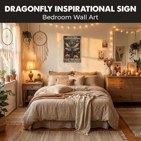 FunnySign اليعسوب الهدايا خمر ديكور اليعسوب يمكنك لمس اليعسوب والنجوم مضحك تين علامة للمنزل غرفة نوم غرفة المعيشة المطبخ مقهى ديكور 8x12 بوصة (3944) in Saudi Arabia