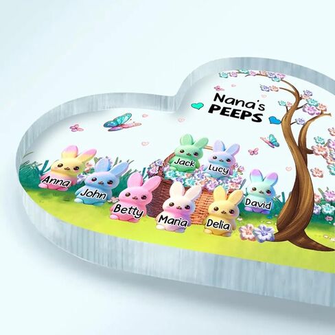 Custom Heart Shaped Acrylic Grandma Easter Decor, Bunnys & Eggs Day House Decor for Moms, Grandmas, Nanas in Kuwait