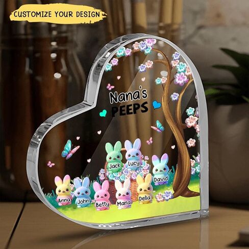 Custom Heart Shaped Acrylic Grandma Easter Decor, Bunnys & Eggs Day House Decor for Moms, Grandmas, Nanas in Kuwait