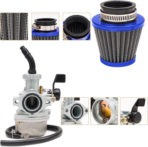 PZ22 Carburetor 22mm Carb 38mm Air Filter Throttle Cable Grip Kit for 110cc 125cc ATV Pit Dirt Bike Coolster Mountopz SSR TaoTao DB14 DB24 Apollo Chinese Quad Parts (Blue) in Saudi Arabia
