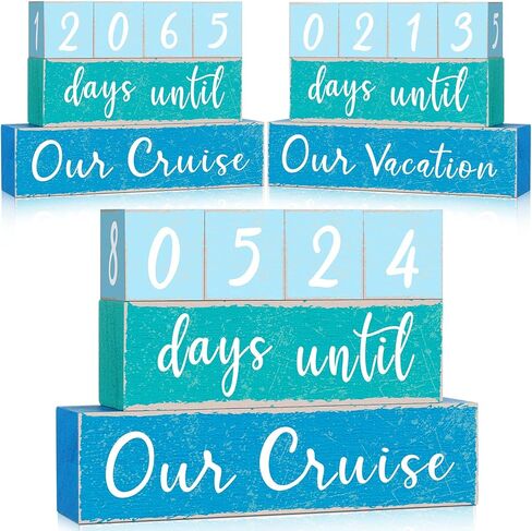6 Pcs Wooden Countdown Calendar Blocks Reversible Countdown Calendar Ocean Calendar Blocks to Anniversary Decor Birthday Party for Home Desk Shelf Gallery Table Decor in Saudi Arabia