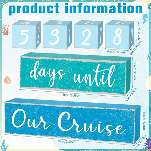 6 Pcs Wooden Countdown Calendar Blocks Reversible Countdown Calendar Ocean Calendar Blocks to Anniversary Decor Birthday Party for Home Desk Shelf Gallery Table Decor in Saudi Arabia