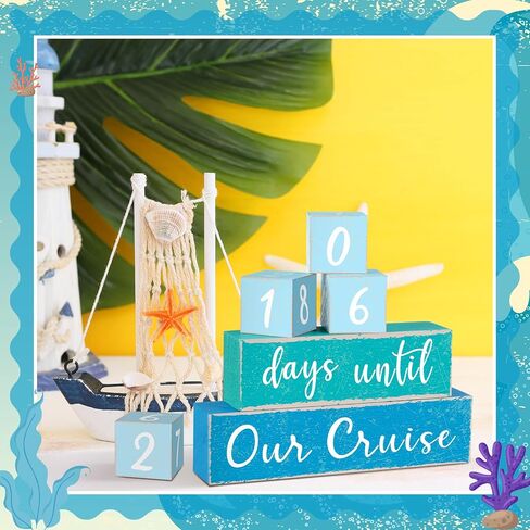 6 Pcs Wooden Countdown Calendar Blocks Reversible Countdown Calendar Ocean Calendar Blocks to Anniversary Decor Birthday Party for Home Desk Shelf Gallery Table Decor in Saudi Arabia