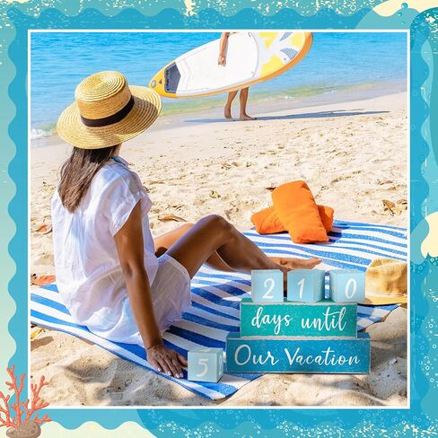 6 Pcs Wooden Countdown Calendar Blocks Reversible Countdown Calendar Ocean Calendar Blocks to Anniversary Decor Birthday Party for Home Desk Shelf Gallery Table Decor in Saudi Arabia